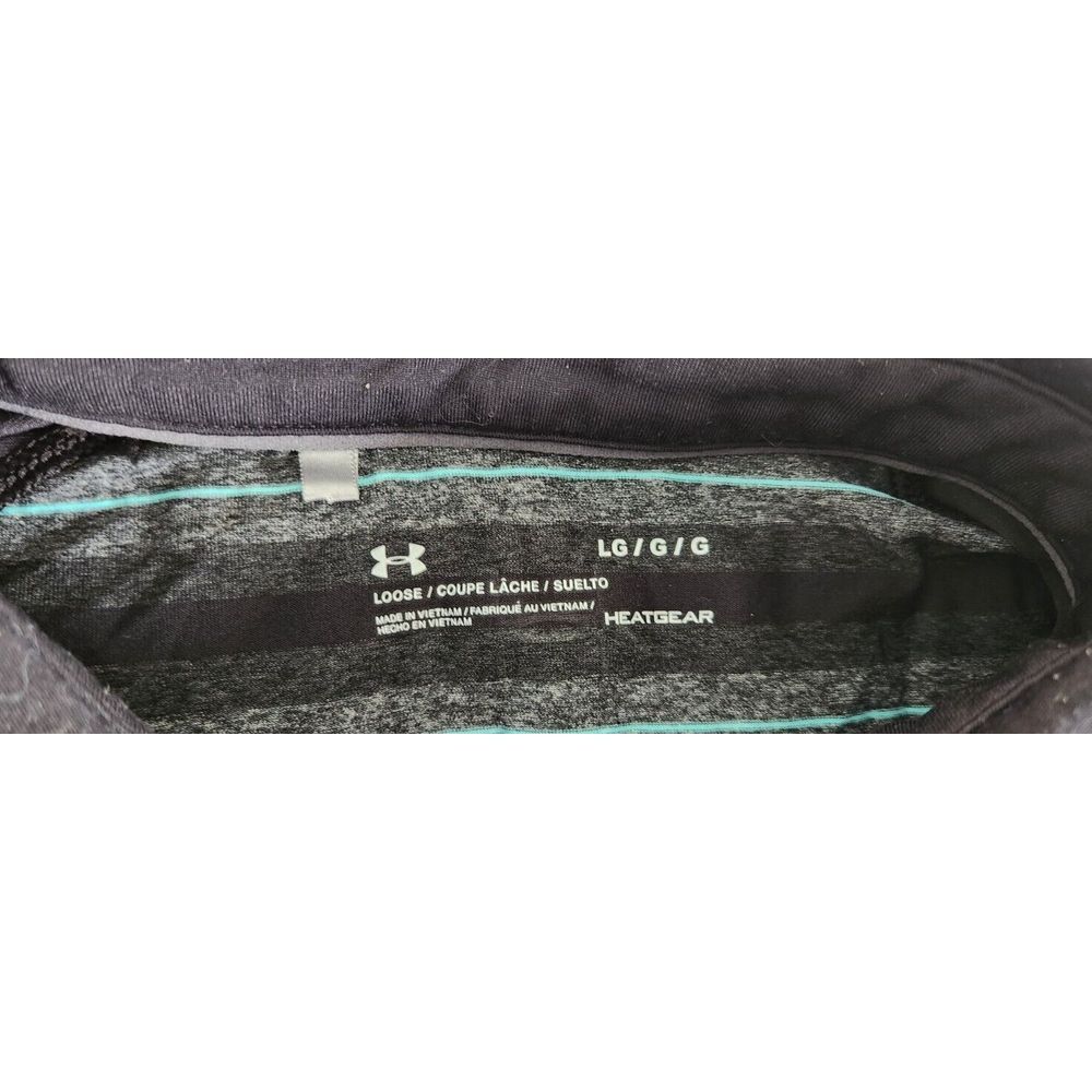 Under Armour Shirt Mens L Black Gray Loose Fit Short Sleeve Polo Golf Heat Gear - Picture 3 of 7